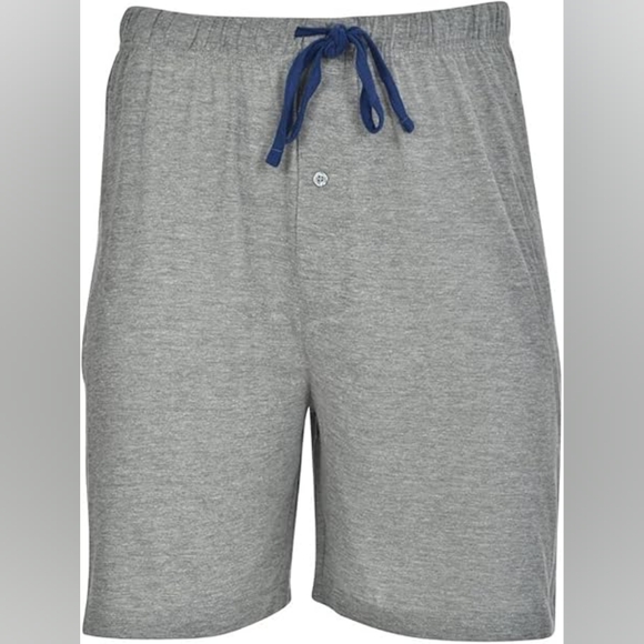 Hanes Men’s2-Pack Cotton-Rich Jersey Blend Knit Short,7.5"Inseam Blue Depth/Gray - Picture 3 of 3